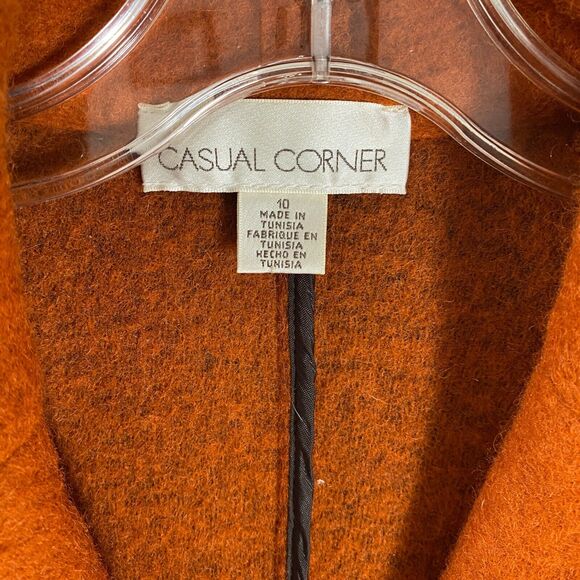 Vintage Casual Corner Boiled Wool Jacket Womens 10 Orange Preppy Academia - Picture 3 of 11